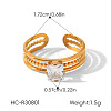 304 Stainless Steel Pave Clear Cubic Zirconia Cuff Open Rings for Women WG46FF3-03-1