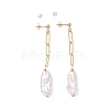 Nuggets Natural Keshi Pearl Dangle Stud Earring EJEW-JE04175-5