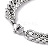 Tarnish Resistant 201 Stainless Steel Curb Chain Bracelet with 304 Stainless Steel Clasps for Men Women BJEW-M235-02B-P-3