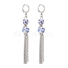 Handmade Flower Printed Porcelain Ceramic Beads Leverback Earrings EJEW-JE06893-3