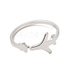 Non-Tarnish 304 Stainless Steel Star & Airplane Open Cuff Ring for Women RJEW-M149-12P-1
