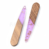 Transparent Resin & Walnut Wood Pendants RESI-S389-039A-B01-2