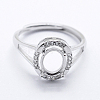 Anti-Tarnish Rhodium Plated 925 Sterling Silver Finger Ring Components STER-G027-13P-2