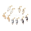 Alloy Cat Dangle Stud Earrings with Enamel EJEW-JE04919-1