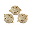 Eco-Friendly Rack Plating Brass Micro Pave Clear Cubic Zirconia Connector Charms KK-F853-31G-3