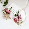 CRASPIRE 2Pcs 2 Style Silk Imitation Rose Corsage Boutonniere AJEW-CP0001-60-6