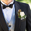 Silk Cloth Artificial Flower Boutonniere AJEW-DR0001-55D-7