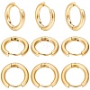 12 Pairs 202 Stainless Steel Huggie Hoop Earrings with 316 Surgical Stainless Steel Pins EJEW-SC0001-40G-1