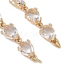 Brass Glass Teardrop Link Chain Bracelet Making AJEW-JB01646-2