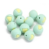 Round with Heart Pattern Food Grade Silicone Beads PW-WG95999-07-1