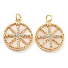 Brass Micro Pave Clear Cubic Zirconia Flat Round Pendants KK-Q806-03G-1