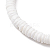 Natutal White Sea Shell Disc Beaded Stretch Bracelets BJEW-JB10551-01-4