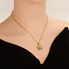304 Stainless Steel Pave Natural Paua Shell Crescent Moon Pendant Necklaces ZQ6791-3-1