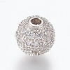 Brass Micro Pave Cubic Zirconia Beads ZIRC-E134-8mm-04P-1