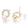 Natural Pearl Ring Stud Earrings PEAR-N020-06P-1