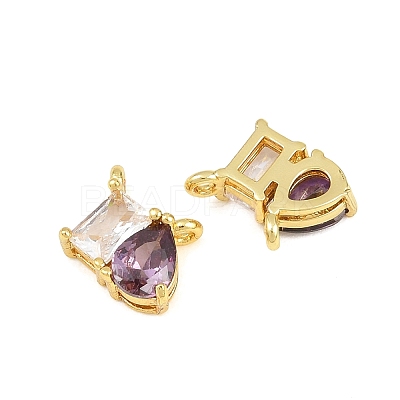 Brass Pave Cubic Zirconia Charms CU-CBA6A75-03G-08-1