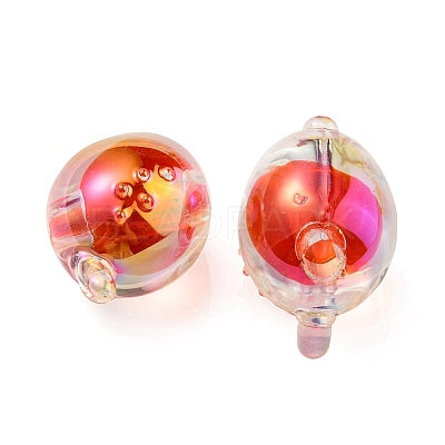 UV Plating Rainbow Iridescent Acrylic Beads OACR-F004-07G-1