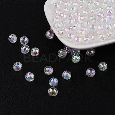 Faceted Eco-Friendly Transparent Acrylic Round Beads TACR-K001-8mm-22-1