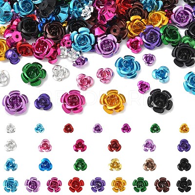 150Pcs 3 Styles Aluminum 3D Rose Flower FALUM-YW0001-02-1