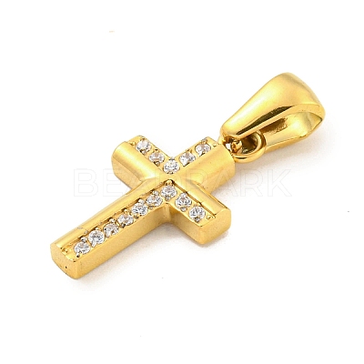 Ion Plating(IP) 304 Stainless Steel Cubic Zirconia Pendants STAS-C102-04A-G-1