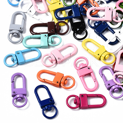 Spray Painted Eco-Friendly Alloy Swivel Snap Hooks Clasps PALLOY-T080-02-NR-1