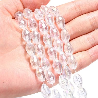 Electroplate Glass Beads Strands EGLA-D015-12x8mm-01-1