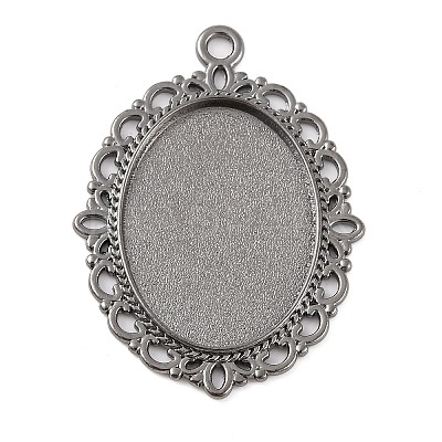 Tibetan Style Oval Alloy Pendant Cabochon Settings TIBEP-Q054-44B-RS-1