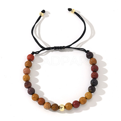 Natural Mookaite Round Beads Braided Bead Bracelets ZJ4066-5-1