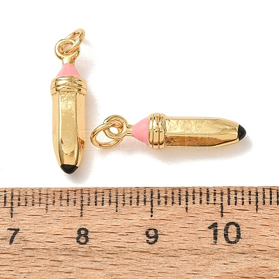 Brass with Pink Enamel Pendants KK-CBA2F11-33G-1