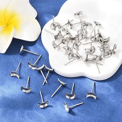 Non-Tarnish Earring Cabochon Settings 304 Stainless Steel Ear Studs Blank Settings X-STAS-Q170-08-1