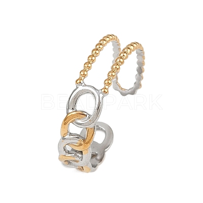 304 Stainless Steel Double Color Cuff Rings RJEW-S635-01GP-06-1
