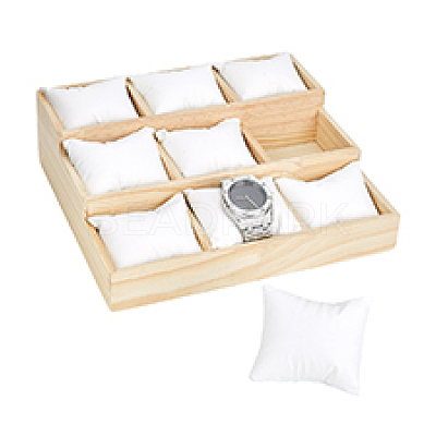 3-Tier 9 Grids Wood Bracelet Display Stands BDIS-WH0019-001-1