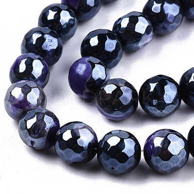 Electroplate Natural Fire Crackle Agate Beads Strands G-T131-54F-1