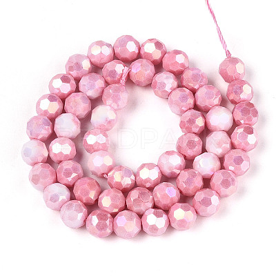Anti-Tarnish Electroplate Glass Beads Strands EGLA-T021-8mm-15-03-1