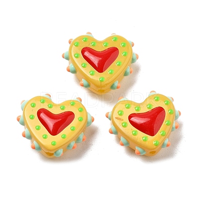 Baking Paint Glass Bumpy Beads Heart LAMP-V001-07H-1