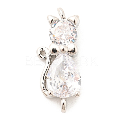 Brass Micro Pave Cubic Zirconia Kitten Links Connectors X1-ZIRC-G157-50P-1