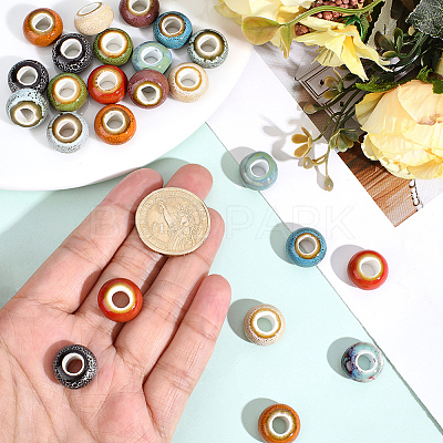 40Pcs 10 Colors Handmade Porcelain Beads PORC-PA0001-34-1