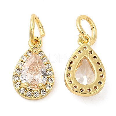 Rack Plating Brass Micro Pave Clear Cubic Zirconia Charms KK-Z026-10G-1