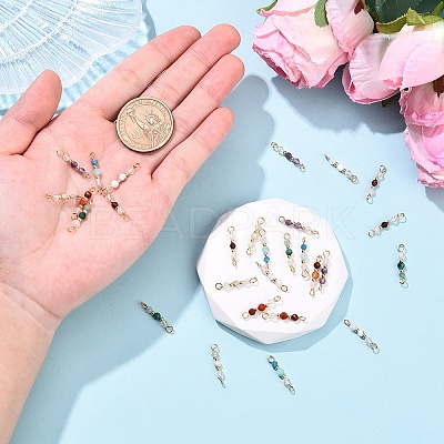 28Pcs 7 Styles Natural Gemstone Connector Charms HJEW-YW00201-1