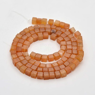 Cube Natural Red Aventurine Beads Strands G-N0154-26-1