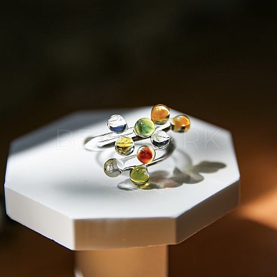 Handmade Lampwork Cuff Open Rings WG41426-01-1