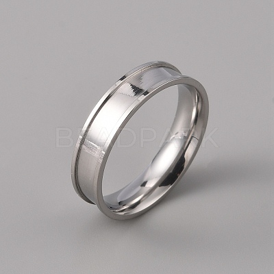 201 Stainless Steel Grooved Finger Ring Settings STAS-WH0027-27G-P-1