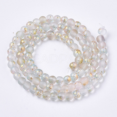 Frosted Spray Painted Glass Beads Strands GLAA-N035-03A-C07-1