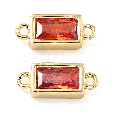 Brass Pave Glass Rectangle Connector Charms KK-H002-06G-02-1