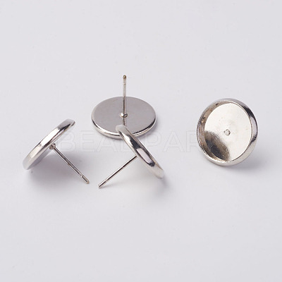 Brass Stud Earring Settings KK-H720-P-NR-1