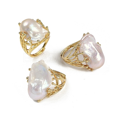 Nuggets Natural Pearl Finger Rings RJEW-P128-07G-1
