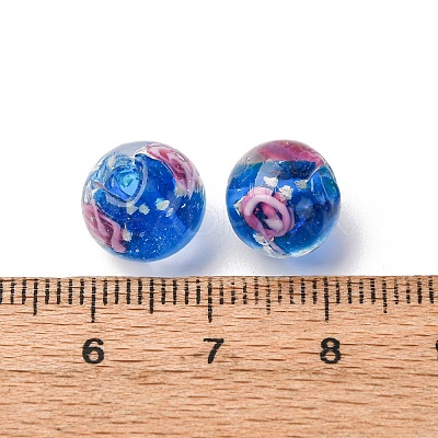 Luminous Handmade Glod Sand Lampwork Beads Strands LAMP-B028-03O-10mm-1