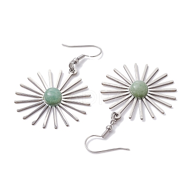Star 201 Stainless Steel Natural Gemstone Dangle Earrings for Women EJEW-JE05835-1
