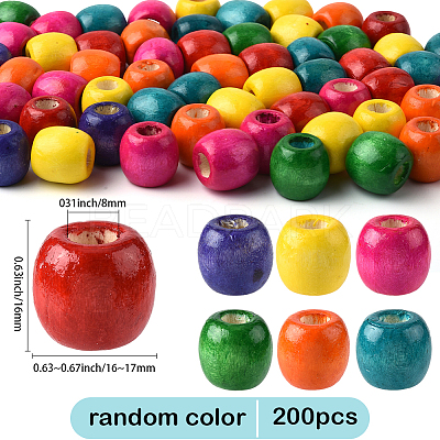 200Pcs Dyed Natural Maple Wood Beads WOOD-SP0001-64-1