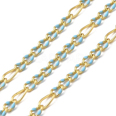 Handmade Brass Enamel Oval Link Chains CHC-L053-08G-08-1